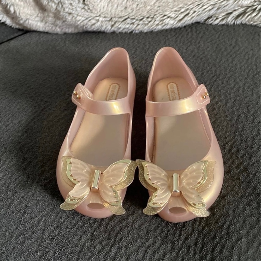 Mini Melissa Gold Butterfly Shoes